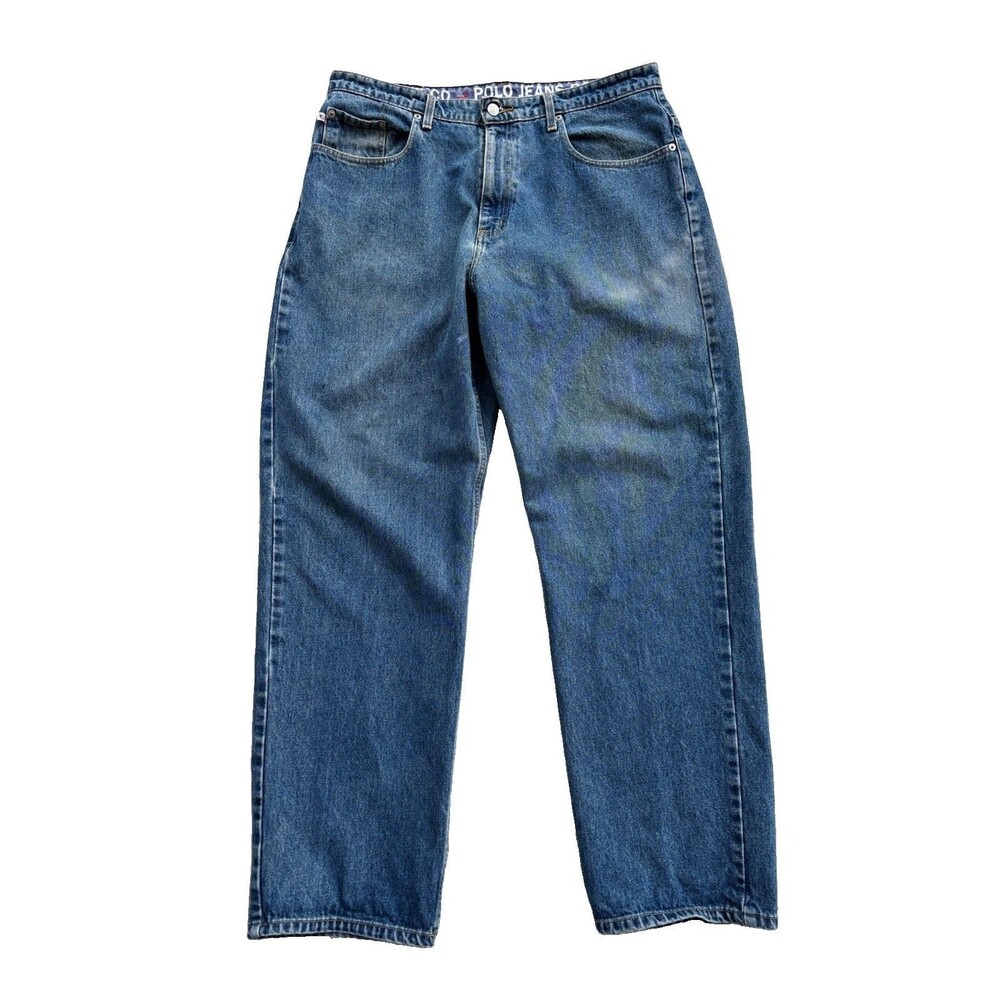 Polo Jeans Company Men's Size 36x32 RL/1 Baggy Wide Leg Blue Jeans Ralph Lauren